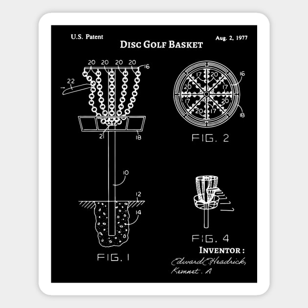 Disc Golf Basket 1988 Patent, Frisbee Golf Magnet by Anodyle